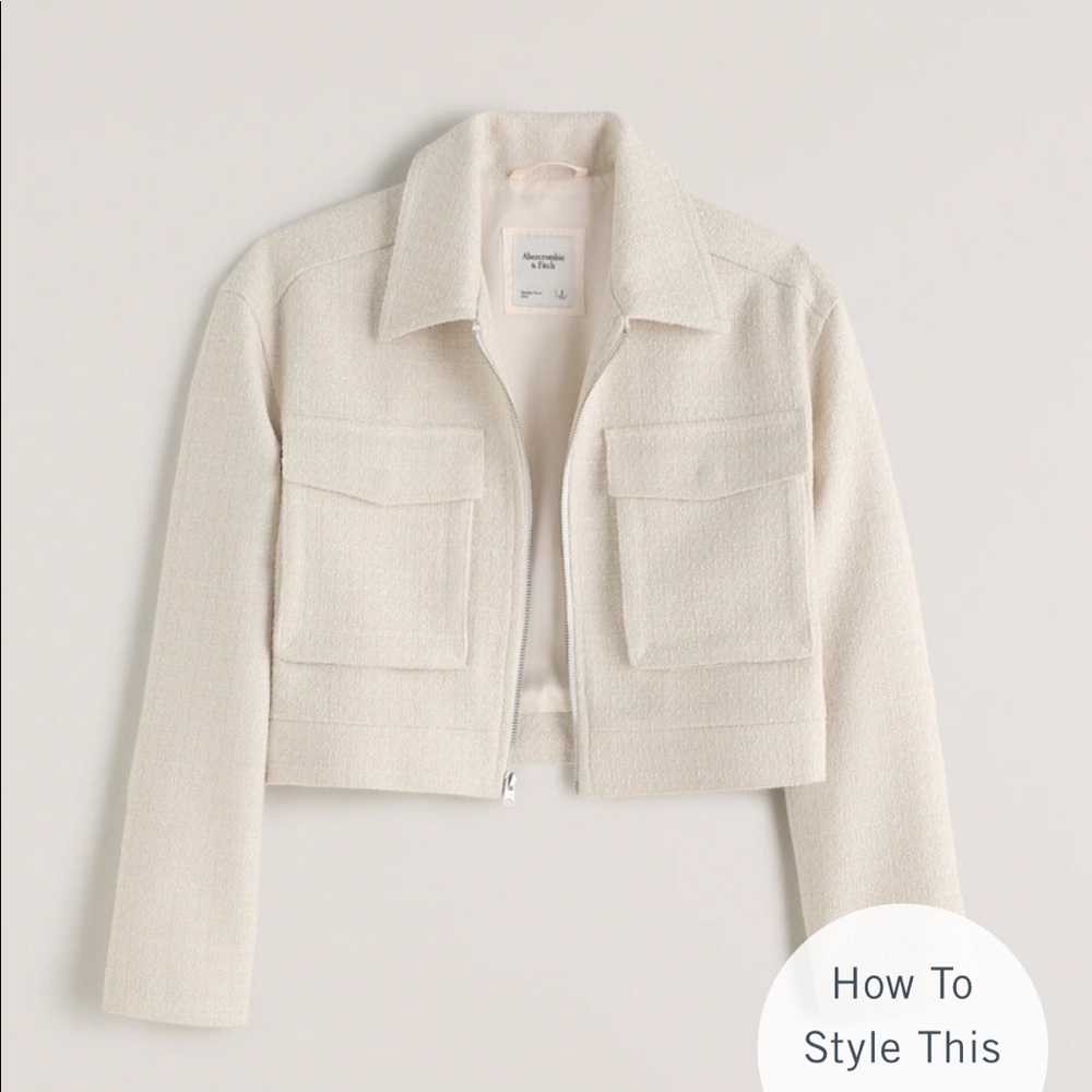 NWT Abercrombie Cropped Tweed Shirt Jacket